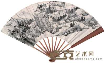 张厉生 山水 成扇 19×51cm
